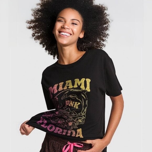 PINK Victoria's Secret Tops - Victoria's Secret PINK Campus Short Sleeve Tee (Miami)